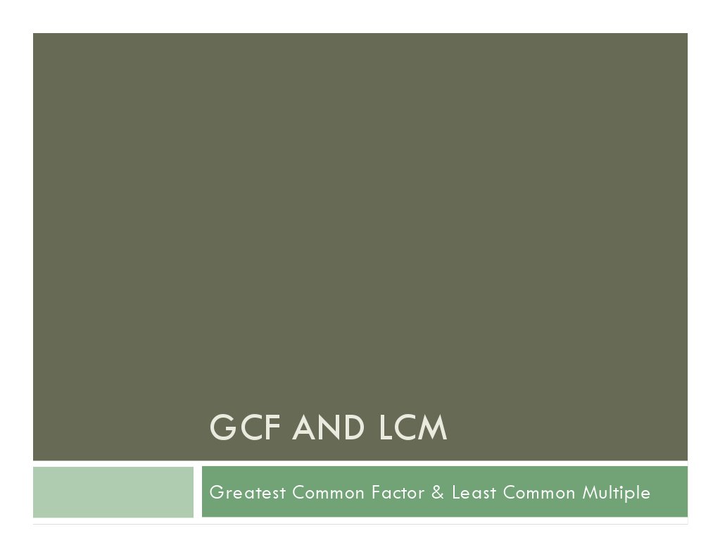 Gcf and lcm greatest common factor least common multiple pdf