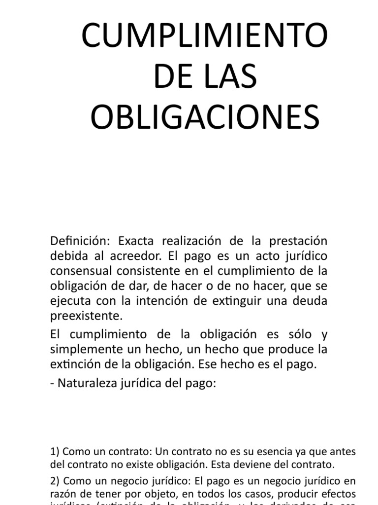 Cumplimiento de Obligaciones y Pago | PDF | Pagos | Estatuto de ...