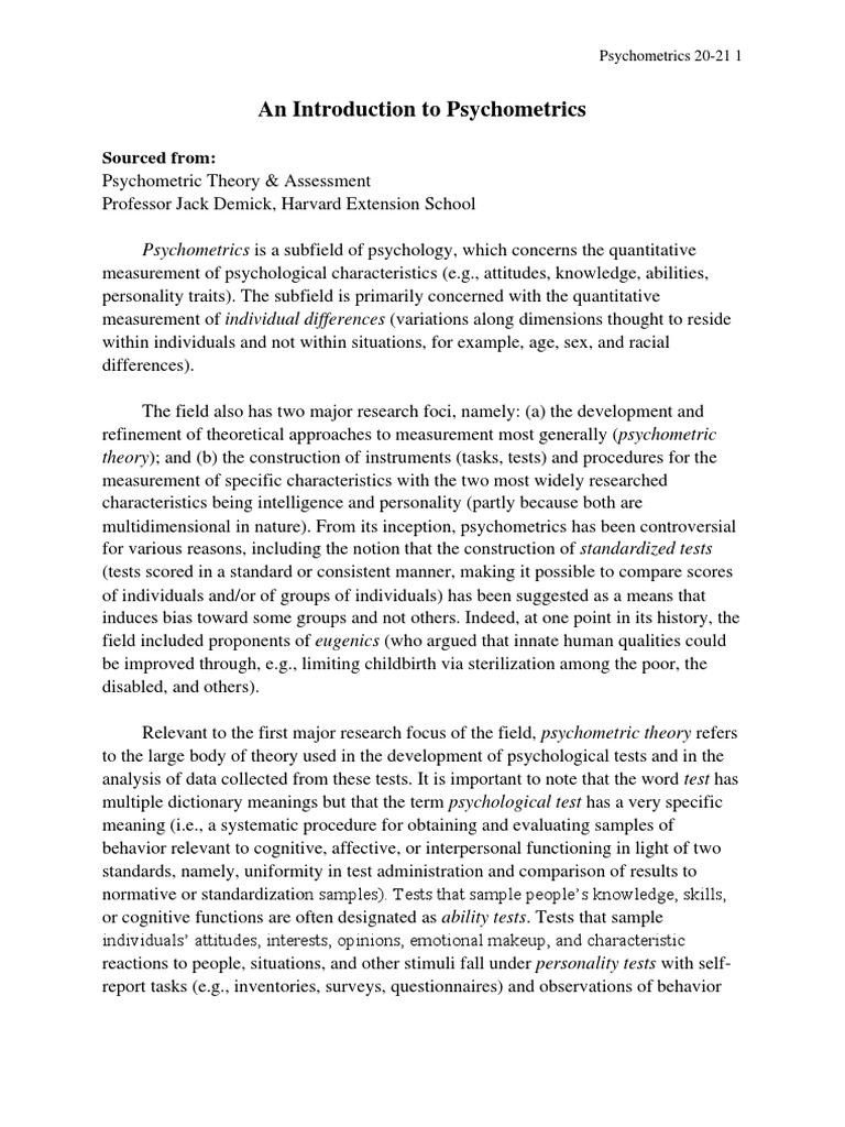 Introduction to Psychometric Theory | PDF | Psychometrics | Test ...