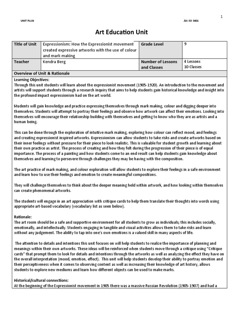Unit Map - Expressionism | PDF | Expressionism | Feeling