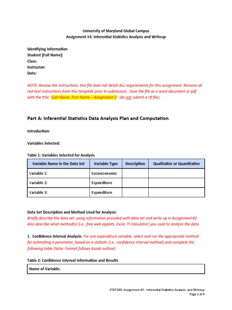 Inferential Statistics Assignment 3 Guide | PDF | Statistical ...