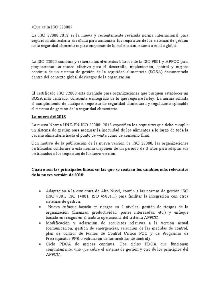 Qué Es La ISO 22000 | PDF | Análisis de Riesgo y Puntos Críticos de ...