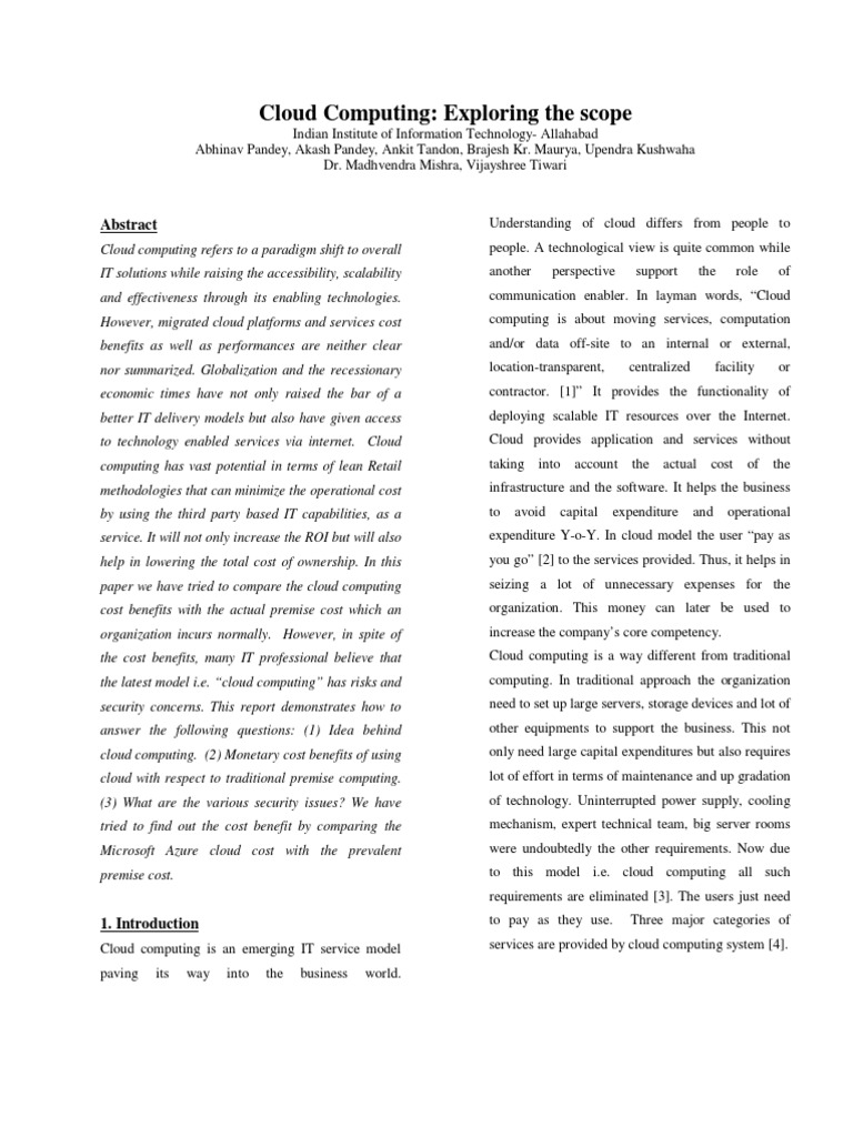 Cloud Computing Exploring The Scope | PDF