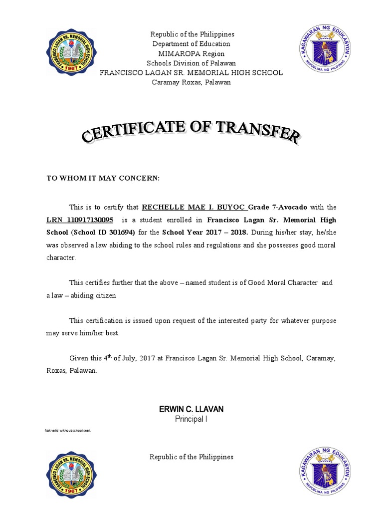 Certificate of Transfer | PDF | Government | Justice