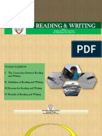 Reading & Writing: Lesson 1 Reading and Writing Connections Prof. Rhayan Ramos de Castro, LPT