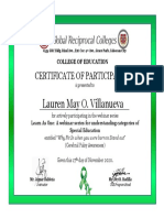 Lauren May O. Villanueva: Certificate of Participation