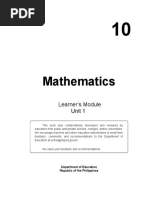 Mathematics: Learner's Module Unit 1