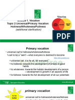 Module 1. Vocation Topic 2 Universal/Primary Vocation: Holiness/Wholeness/Fullness