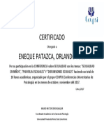 Certificado Eneque Patazca, Orlando Joel: Otorgado A