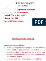 Fiqh For Economist 1 ECON3510: - DR. Hayatullah Laluddin - Office - Mobile - Room