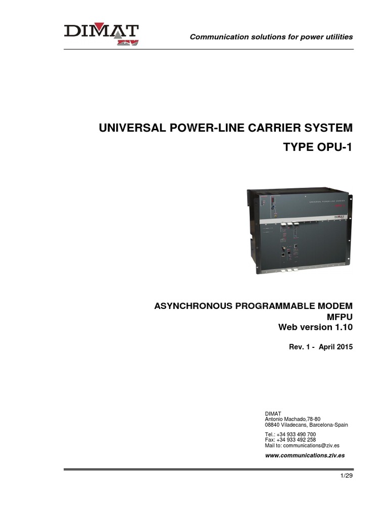 Universal PowerLine Carrier System Type Opu1 Communication Solutions