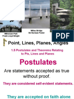 Point, Lines, Planes, Angles: 1.5 Postulates and Theorems Relating To PTS, Lines and Planes