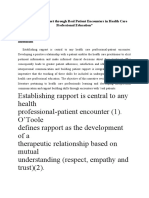 Facilitating Rapport Through Real Patient Encounters in Health Care Professional Education