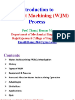 Introduction To Process: Water Jet Machining (WJM)