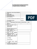 Schedule of Guaranteed Technical Particulars For Neutral Current Transformers