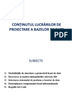 Proiectarea BD Tema 1 Continutul Lucrărilor de Proiectare