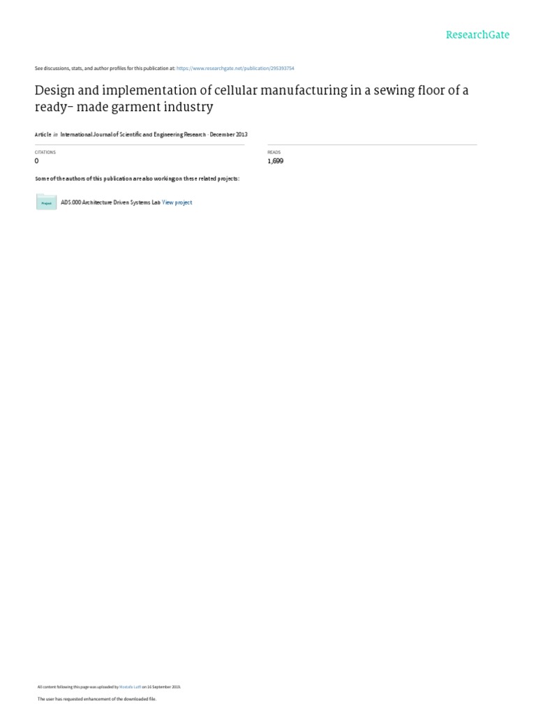 Researchpaper Design and Implementation of Cellular Manufacturing in A ...
