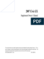 HONDA Civic GX Owner's Manual Supplement
