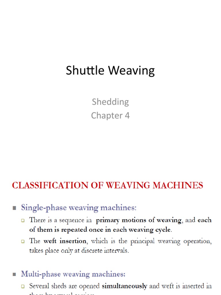 Types of Looms and Shedding Methods | PDF | Loom | Gear