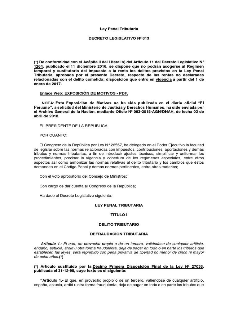 Ley Penal Tributaria Decreto - 1717035500