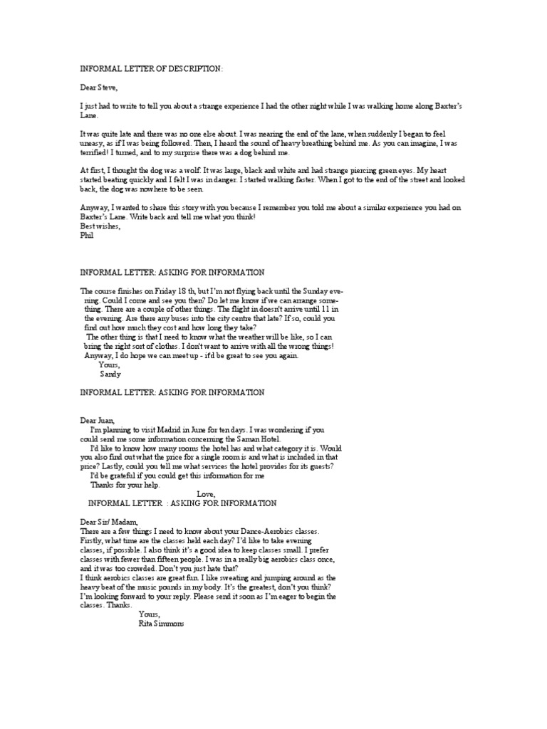 Informal Letters: Experiences & Travel Tips | PDF