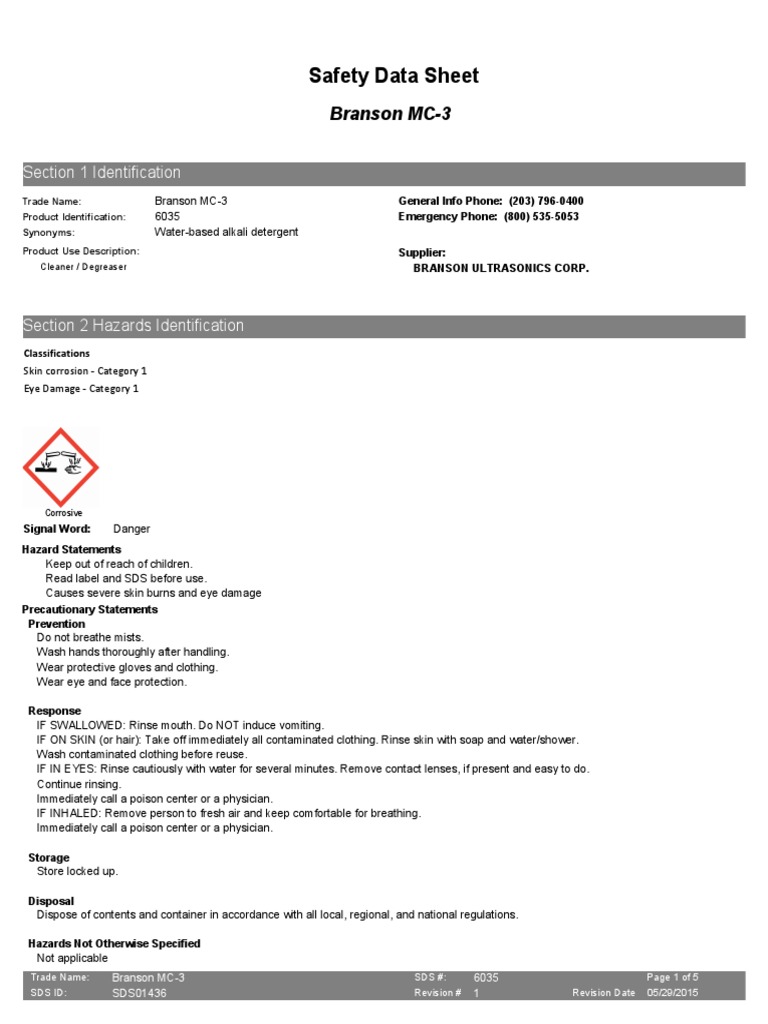 Ultrasonic Cleaning Solution, MC3 Metal Cleaner Sds PDF