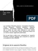 Asesoría Filosófica Tema 1: Qué Es La Asesoría Filosófica