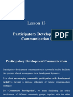 Lesson 13: Participatory Development Communication I