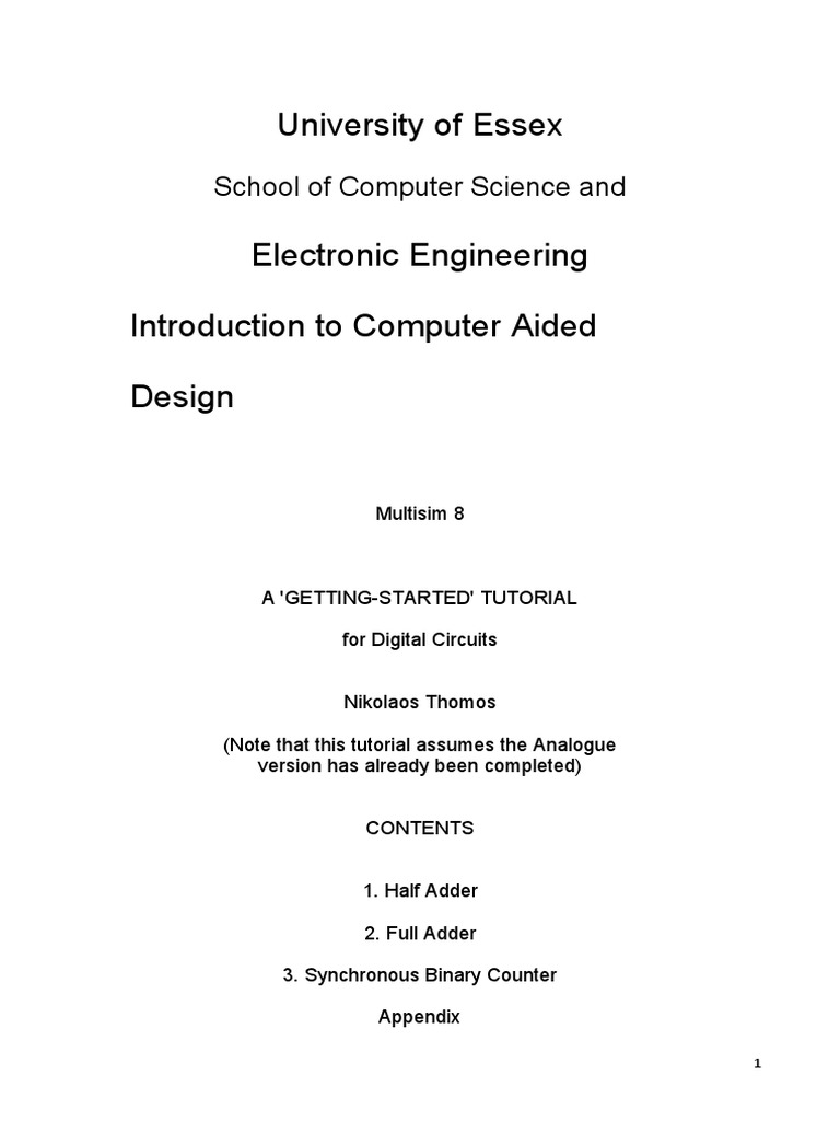 University of Essex: School of Computer Science and | PDF | Logic Gate ...