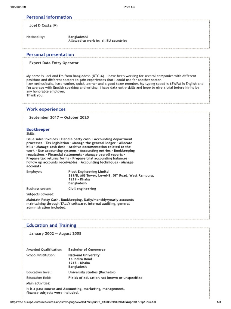Create Your Cv On The Eures Portal – PCWH
