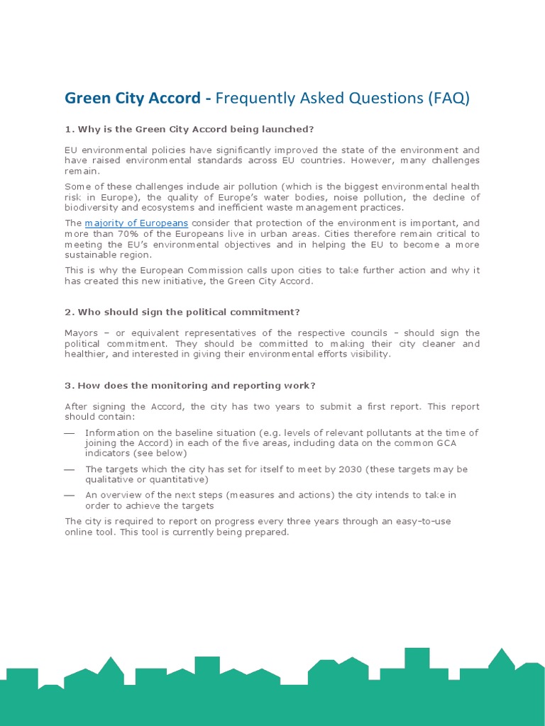 Green City Accord Faqs Pdf Sustainable City European Union