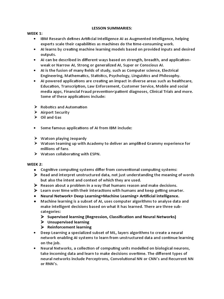 IBM's Introduction to AI Course Overview | PDF | Artificial ...