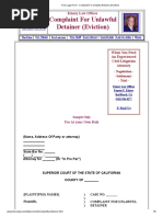 Free Legal Form - Complaint For Unlawful Detainer (Eviction)