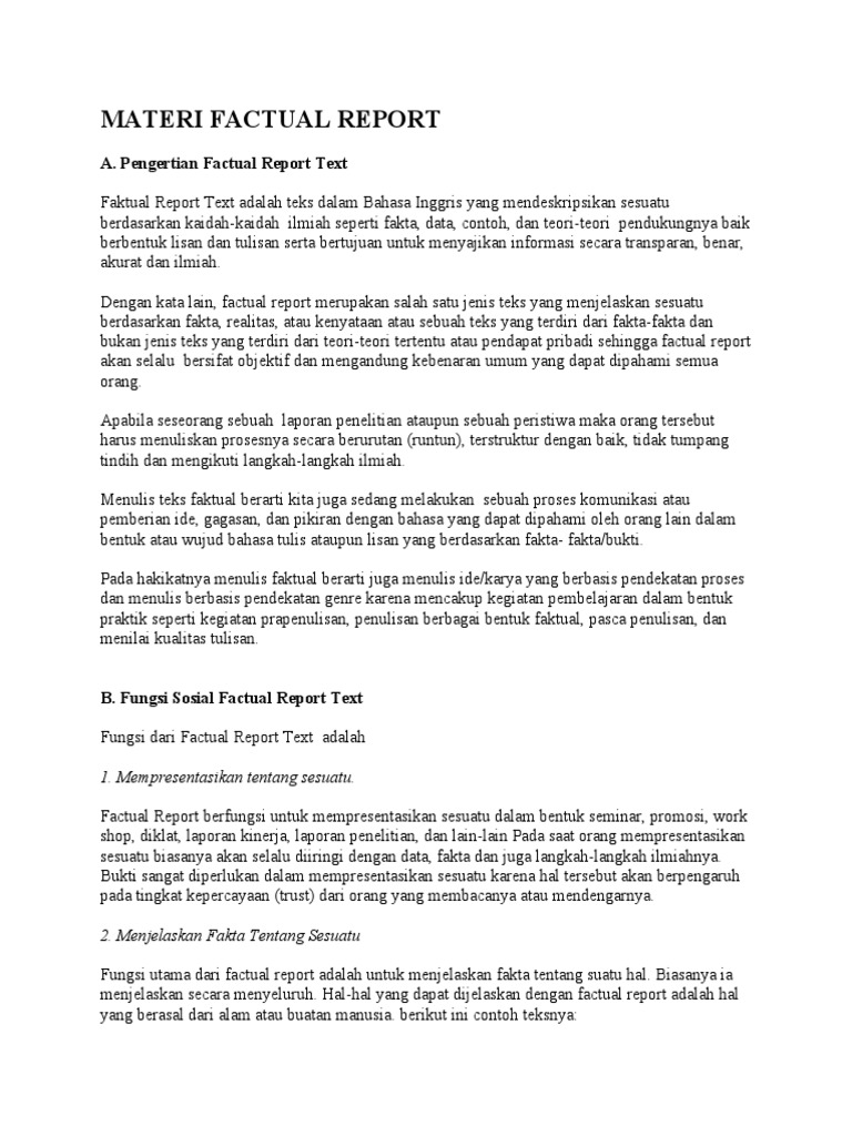Pengertian dan Contoh Factual Report | PDF