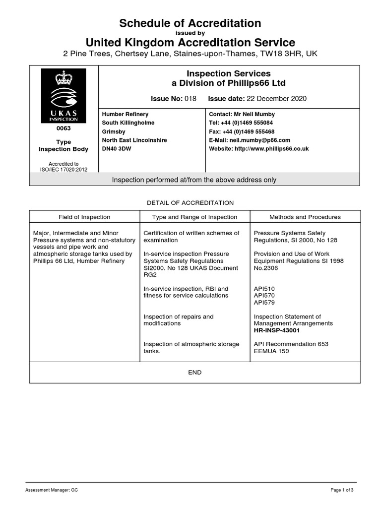 Inspection Services Phillips66 LTD | PDF | Directive (European Union ...