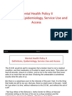 Mental Health Policy II Definitions, Epidemiology, Service Use and Access