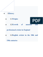 History Origins Growth of Amateur and Professional Cricket in England English Cricket in The 18th and 19th Centuries