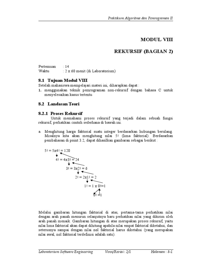 Contoh Algoritma Rekursif dalam C | PDF