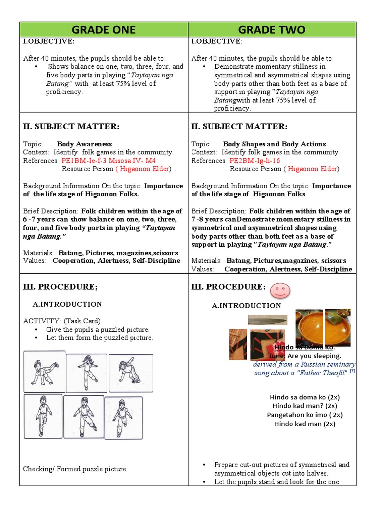 Multigrade Lesson Plan: Body Shapes | PDF | Language Arts & Discipline