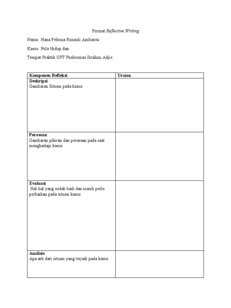 Format Reflective Writing | PDF