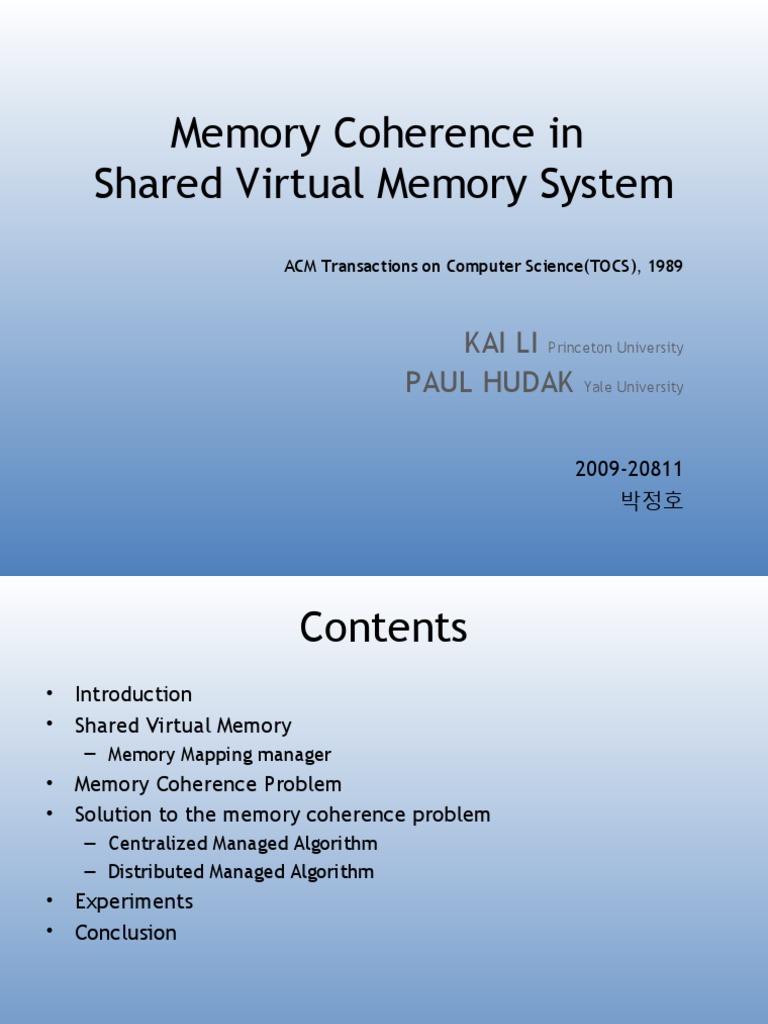 Memory Coherence in Virtual Memory Systems | PDF | Computer Data ...