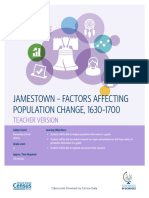 Jamestown - Factors Affecting POPULATION CHANGE, 1630-1700: Teacher Version