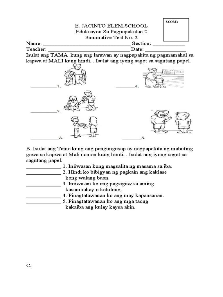 ESP Summative Test No 2 MELC | PDF