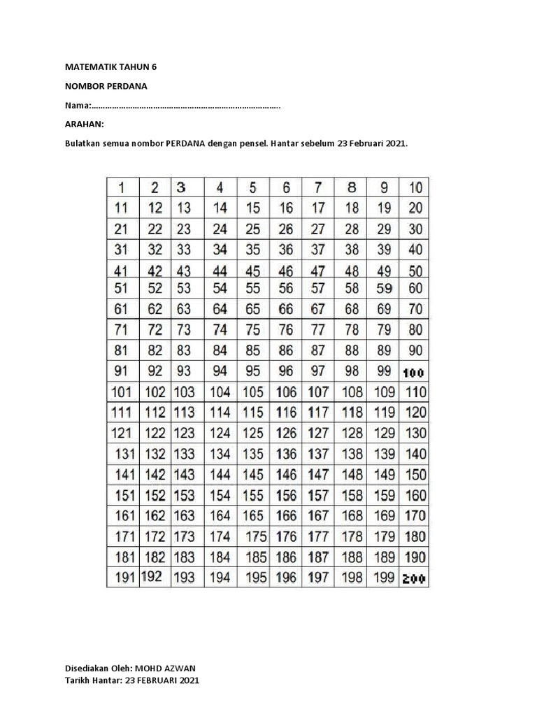 Nombor Perdana Thn 6 Pdf