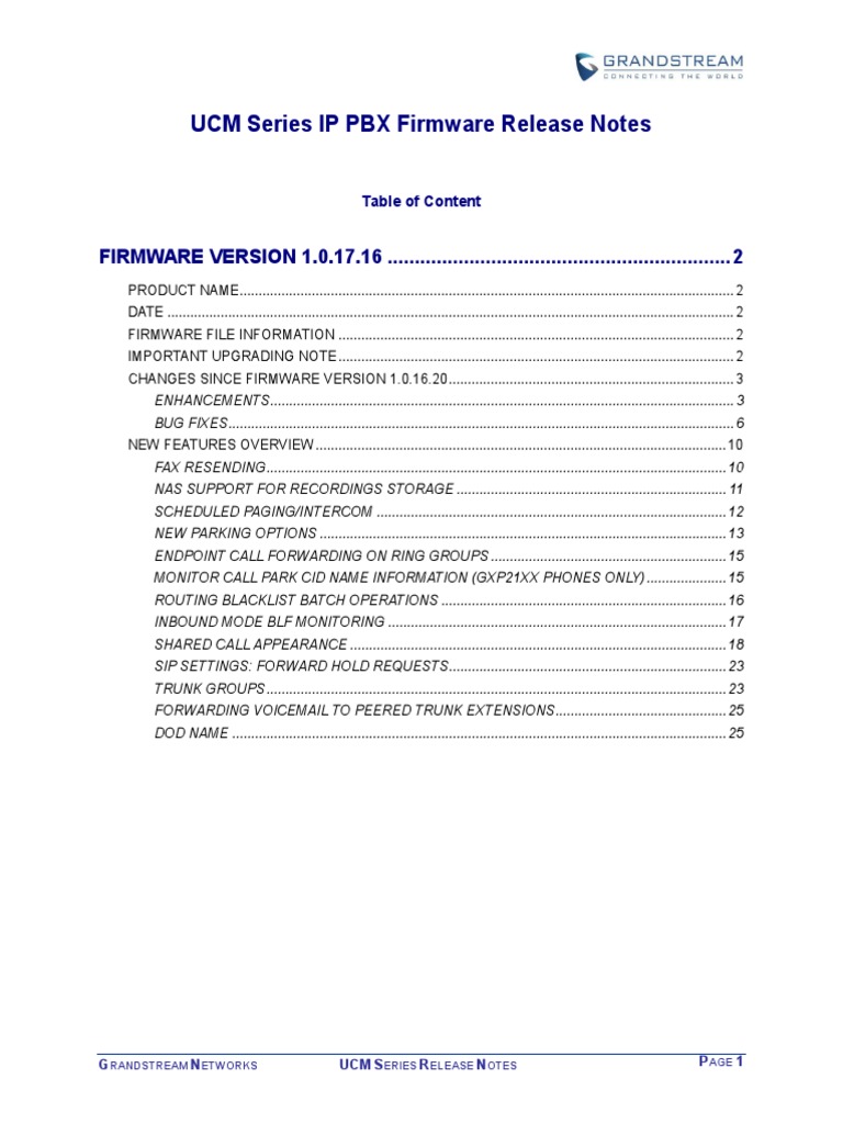 UCM Series Firmware Release Notes 1.0.17.16 | PDF | Session Initiation ...