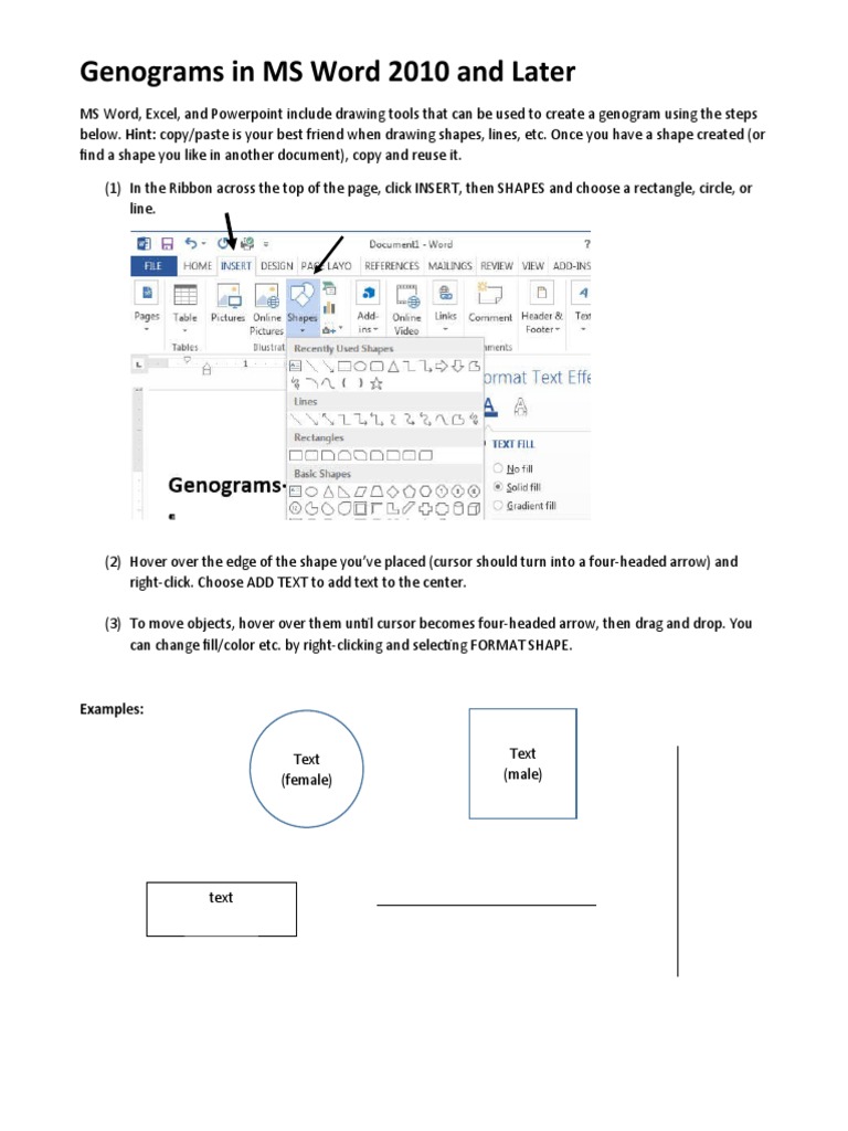 Creating Genograms in MS Word | PDF