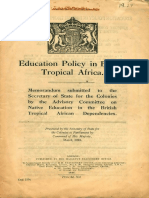 Education Policy in British Tropical Africa