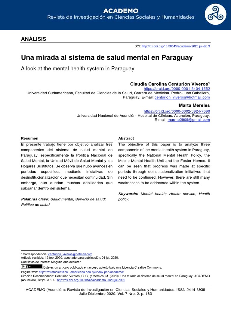 Una Mirada Al Sistema de Salud Mental en Paraguay | PDF | Salud mental
