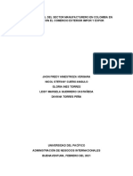 Situación Actual Del Sector Manufacturero en Colombia en Relacion Con El Comercio Exterior Impor y Expor