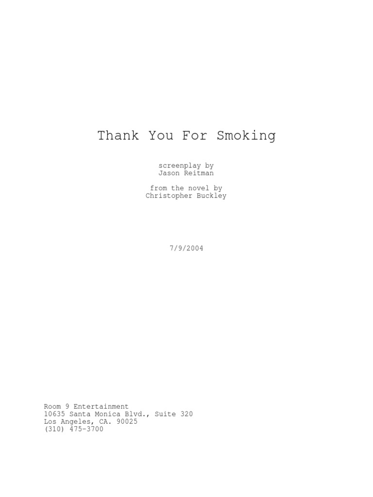 Thank You For Smoking (2005) | PDF | Tobacco Smoking | Addiction